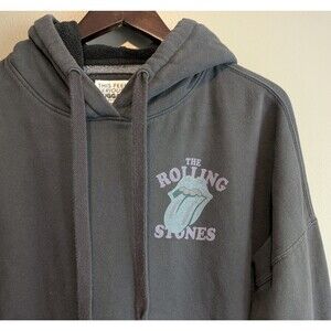 American Eagle Rolling Stones Hoodie Mens Small Black Graphic Tongue Logo Band